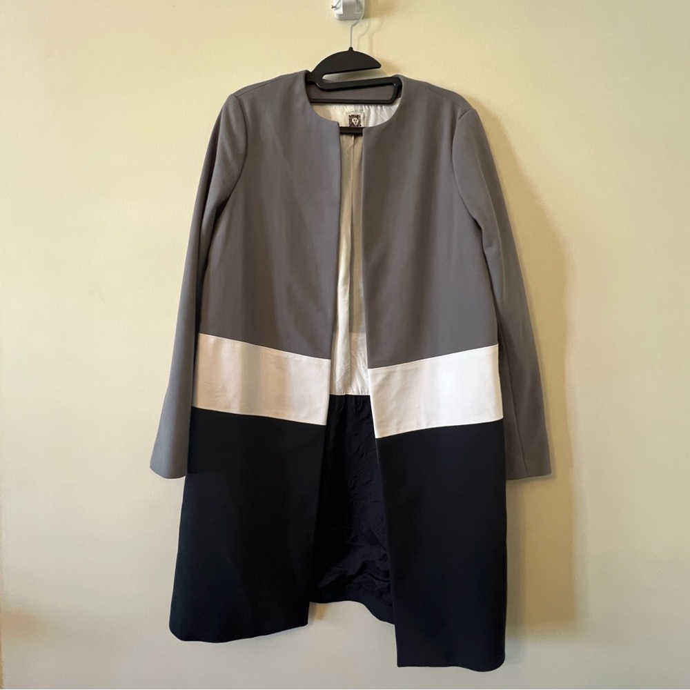 Anne Klein Size 4 Long Open Front Blazer